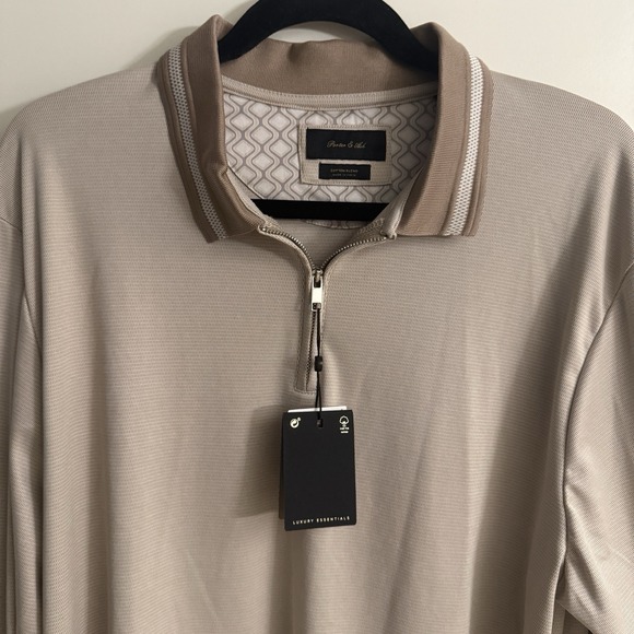 Porter & Ash Men's XL  Beige Oatmeal Long Sleeve Cotton Blend Shirt Size NWT - Picture 1 of 7